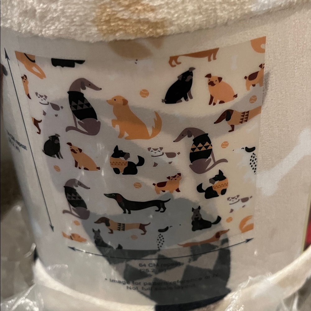 The Big One Colorful Dog Print Throw Blanket dogs in sweaters beige multi NWT - Picture 2 of 5